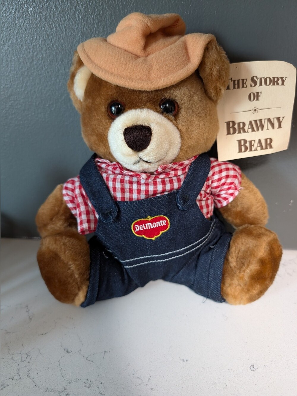 Brawny Bear Plush — Brown with Red Gingham Shirt and Blue Overalls